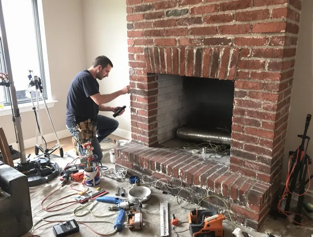 Hudson Chimney Sweep specialist finalizing chimney liner service in Hudson, OH