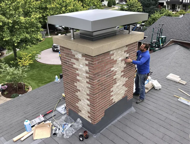Hudson Chimney Sweep team working on a custom chimney remodel in Hudson, OH