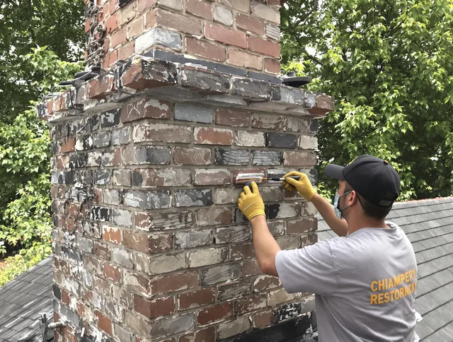In-progress chimney restoration by Hudson Chimney Sweep in Hudson, OH