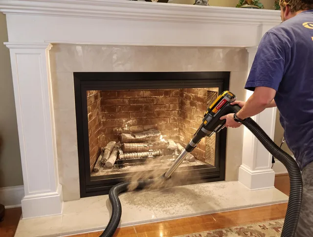 Fireplace cleaning performed by Hudson Chimney Sweep in Hudson, OH